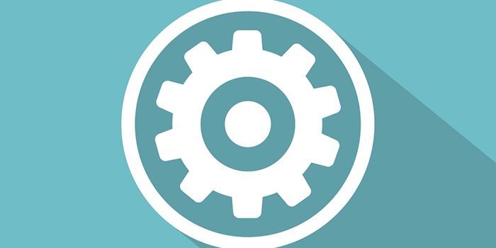 Flat Long Shadow Icon Of Gears