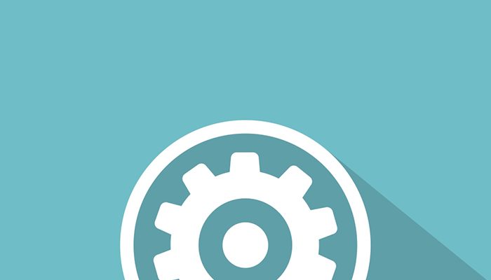 Flat Long Shadow Icon Of Gears